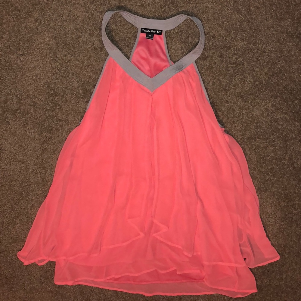 Double Zero Electric pink and gray flowy dress